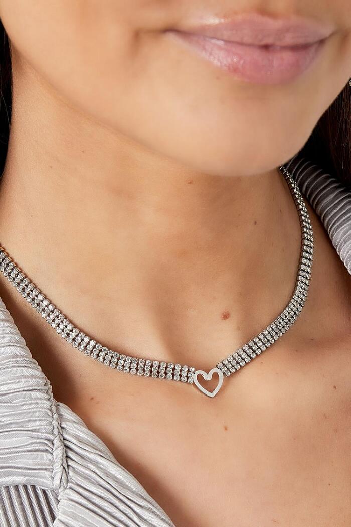 Halskette Herz mit Zirkonia Silber Edelstahl Bild3